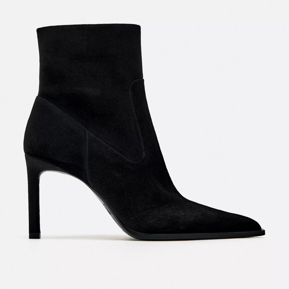 Zara Velvet Heeled Ankle Boots